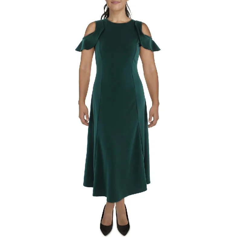 24seven Comfort Apparel Womens Knit Ruffled Sleeves Evening Dress Boatneck Modish Everyday 24seven Comfort Apparel Womens Knit Ruffled Sleeves Evening Dress Boatneck Modish Everyday