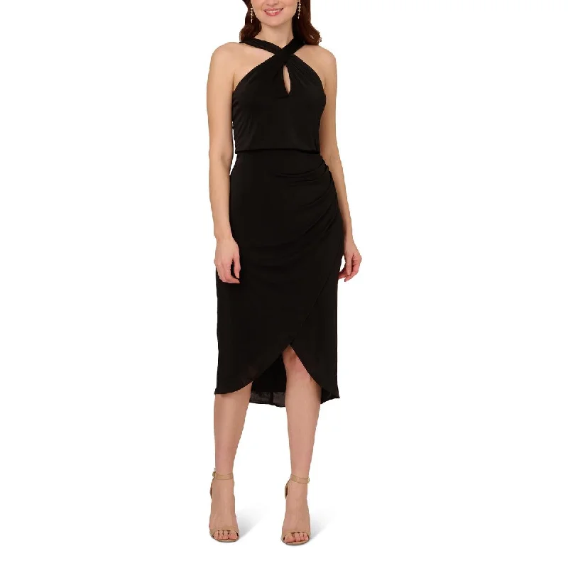 Adrianna Papell Womens Faux Wrap Midi Cocktail And Party Dress Tunics Cozy soft