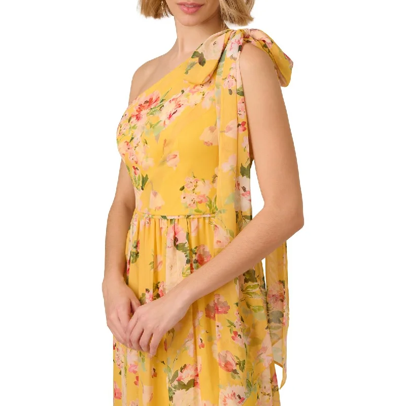 Adrianna Papell Womens Floral One Shoulder Evening Dress Tunics Party sparkling