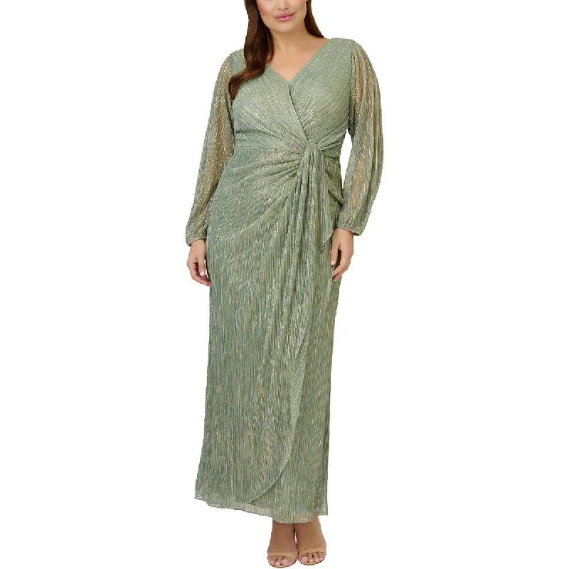 Adrianna Papell Womens Metallic Draped Evening Dress Tunics Spring floral