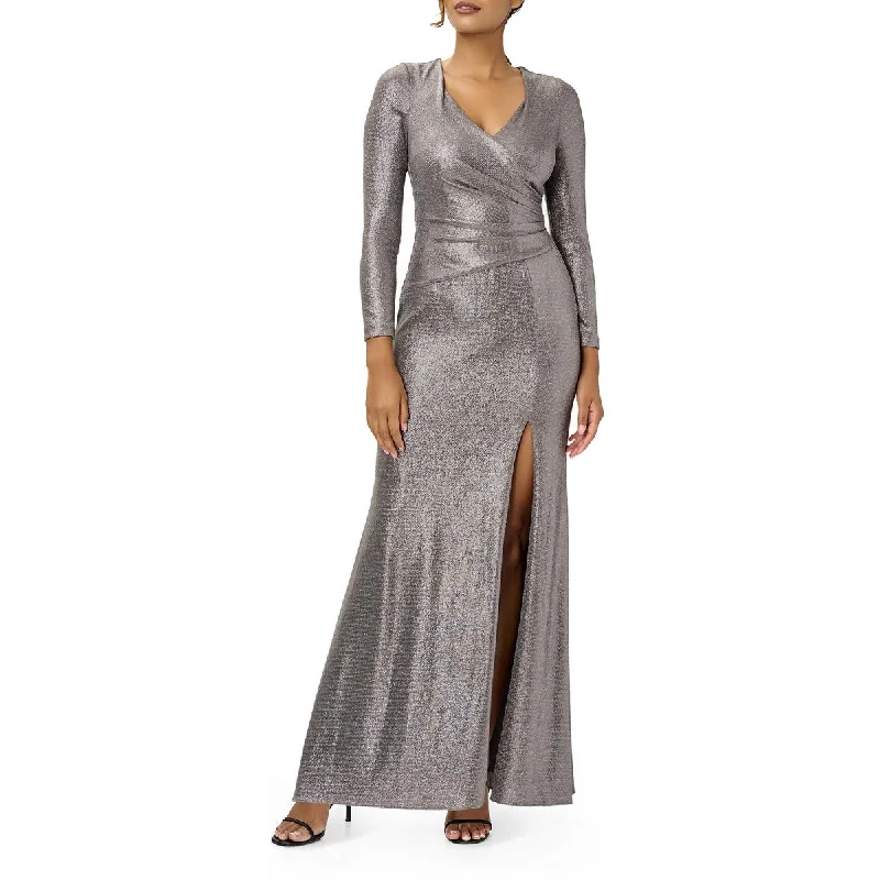 Adrianna Papell Womens Metallic Long Evening Dress Tunics Velvet soft