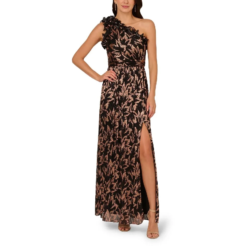 Adrianna Papell Womens Metallic One Shoulder Evening Dress Tunics Occasion special