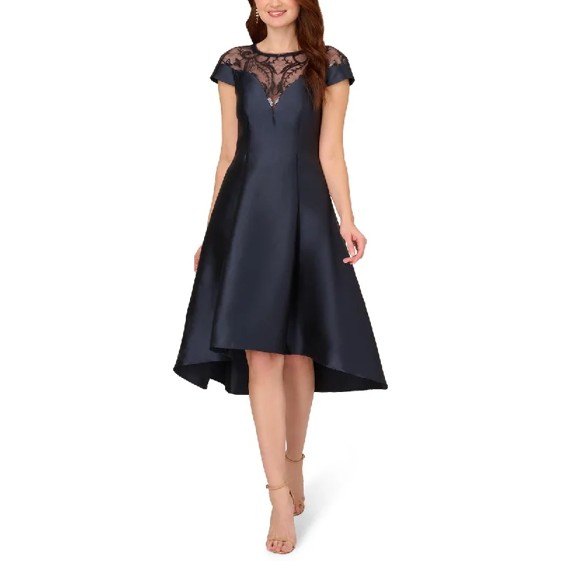 Adrianna Papell Womens Mikado Hi-Low Fit & Flare Cocktail And Party Dress Tunics Wedding white Adrianna Papell Womens Mikado Hi-Low Fit & Flare Cocktail And Party Dress Tunics Wedding white