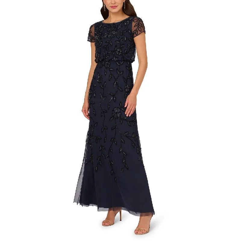 Adrianna Papell Womens Petites Sequin Beaded Evening Dress Tunics Versatile functional Adrianna Papell Womens Petites Sequin Beaded Evening Dress Tunics Versatile functional
