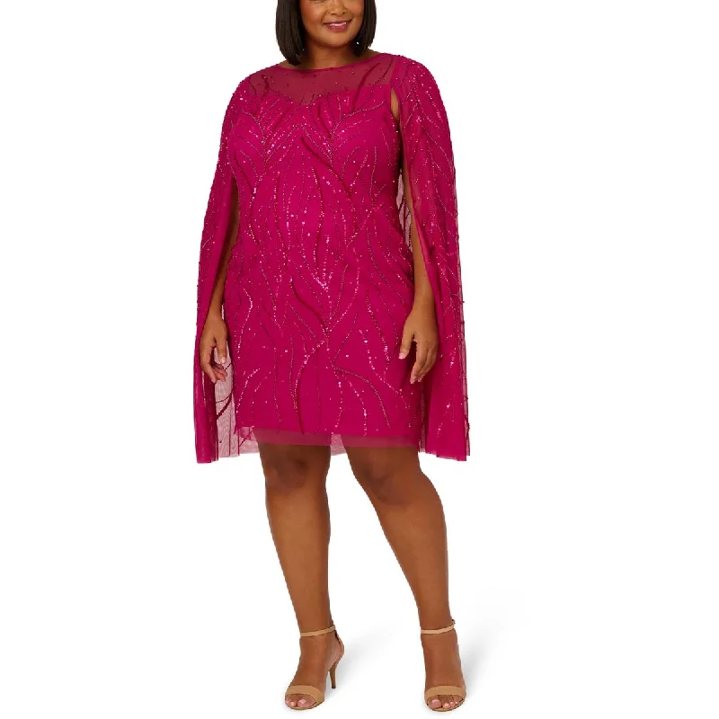 Adrianna Papell Womens Beaded Sequin Cocktail And Party Dress Tunics Prom sequined