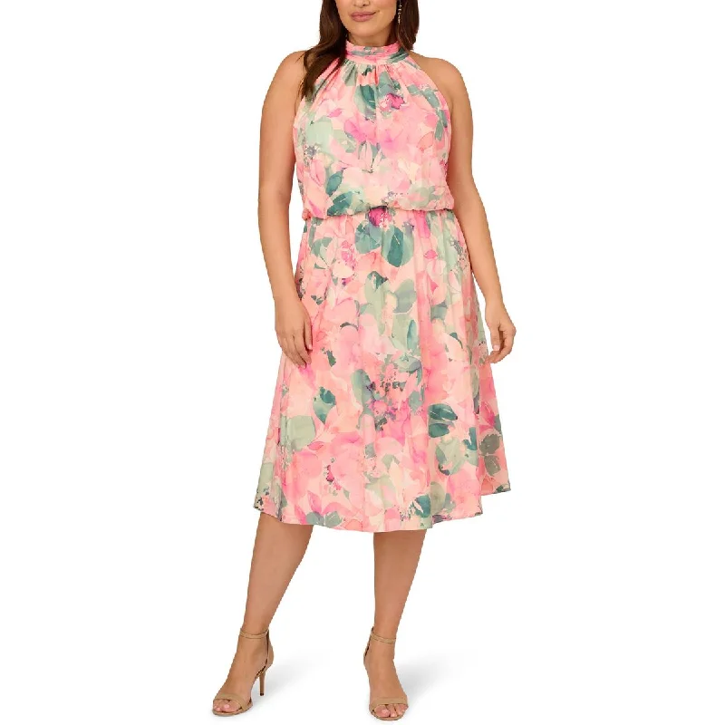 Adrianna Papell Womens Plus Floral Halter Cocktail And Party Dress Tunics Stylish elegant Adrianna Papell Womens Plus Floral Halter Cocktail And Party Dress Tunics Stylish elegant