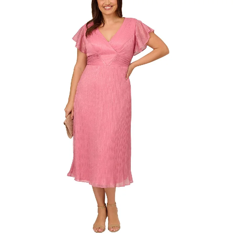 Adrianna Papell Womens Metallic Midi Cocktail And Party Dress Tunics Fashionable trendy Adrianna Papell Womens Metallic Midi Cocktail And Party Dress Tunics Fashionable trendy