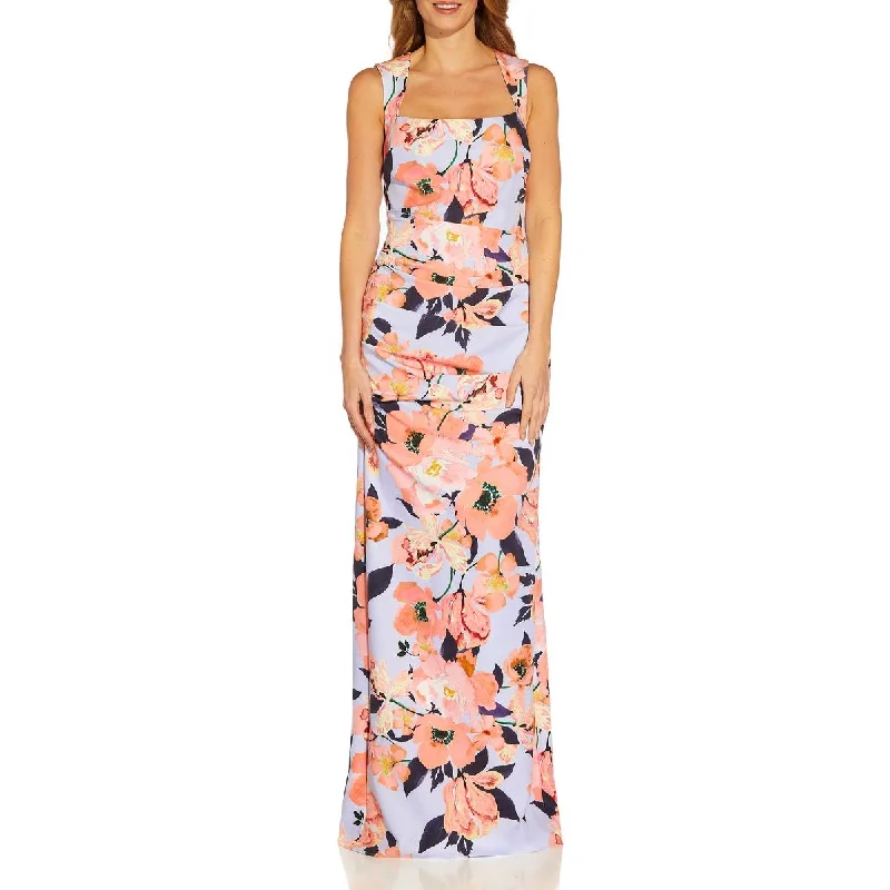 Adrianna Papell Womens Plus Slouchy Maxi Evening Dress Crew Neckline Casual
