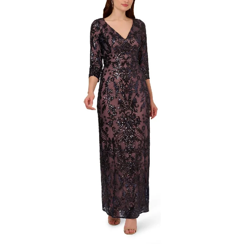 Adrianna Papell Womens Sequin 3/4 Sleeve Evening Dress Tunics Exclusive limited