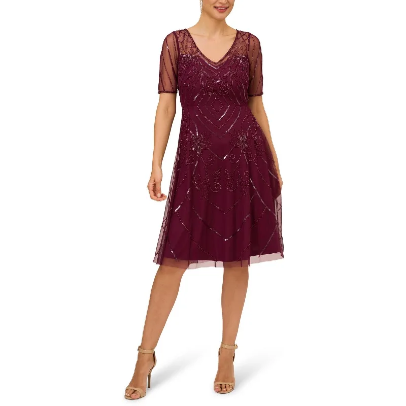 Adrianna Papell Womens Sequin Beaded Cocktail And Party Dress Tunics Sophisticated sleek Adrianna Papell Womens Sequin Beaded Cocktail And Party Dress Tunics Sophisticated sleek