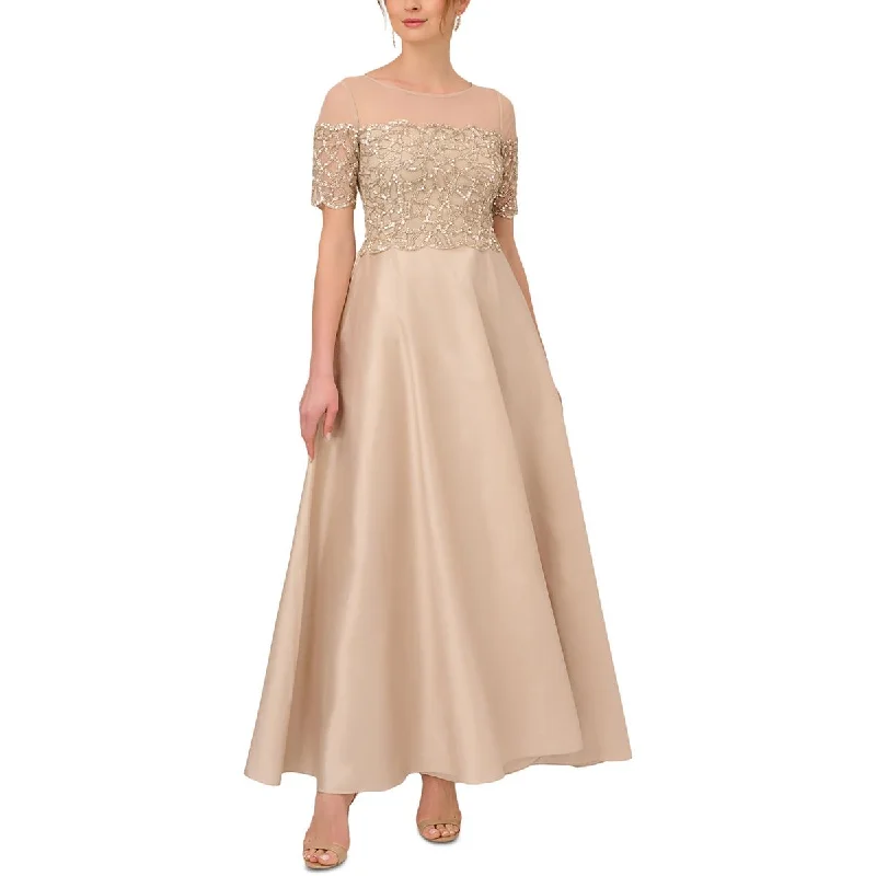 Adrianna Papell Womens Sequined Taffeta Evening Dress Tunics Solid Classic
