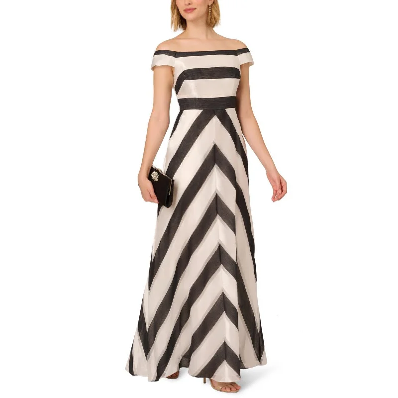 Adrianna Papell Womens Striped Off-The-Shoulder Evening Dress Tunics Versatile stylish Adrianna Papell Womens Striped Off-The-Shoulder Evening Dress Tunics Versatile stylish