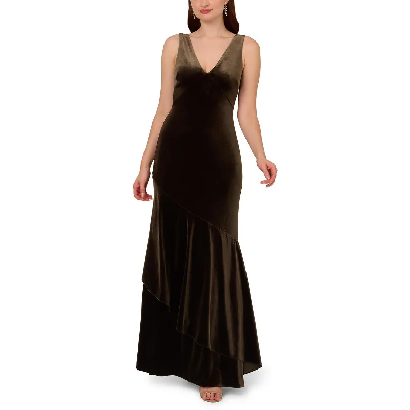 Adrianna Papell Womens Velvet Flounce Hem Evening Dress Tunics Brand named