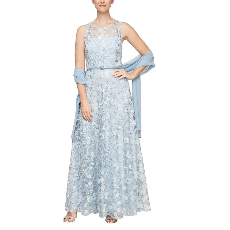 Alex Evenings Womens Lace Full Length Evening Dress Tunics Leisure comfortable