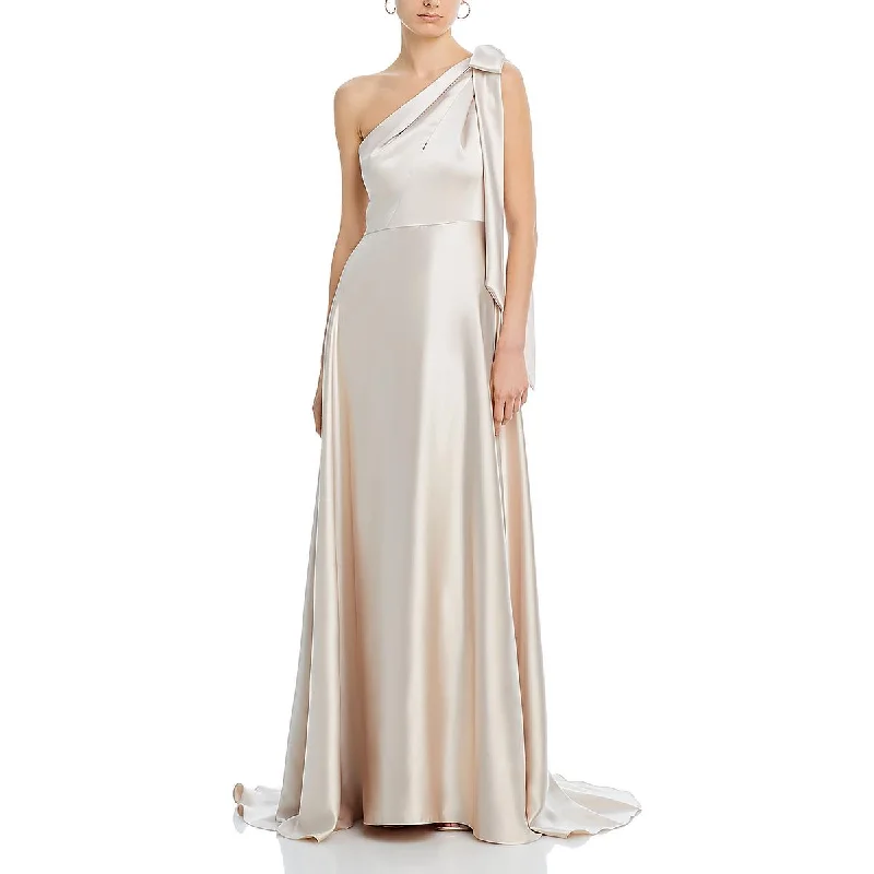 Amsale Womens Full Length Bow Evening Dress Pleated Skirt Elegant