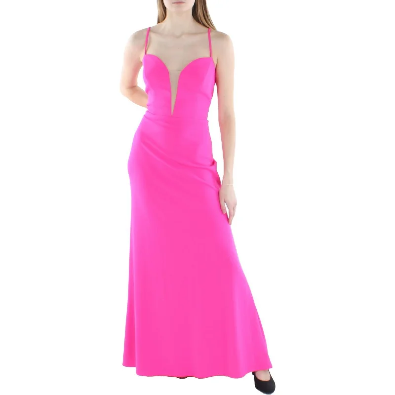 Aqua Womens Plunging Long Evening Dress Cowl Neckline Elegant