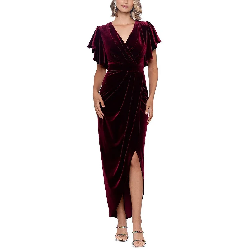 B&A by Betsy and Adam Womens Velvet Maxi Evening Dress Off-the-shoulder Bohemian Festive