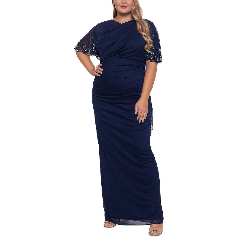 Betsy & Adam Womens Plus Knit Flutter Sleeves Evening Dress Tunics Trousers formal