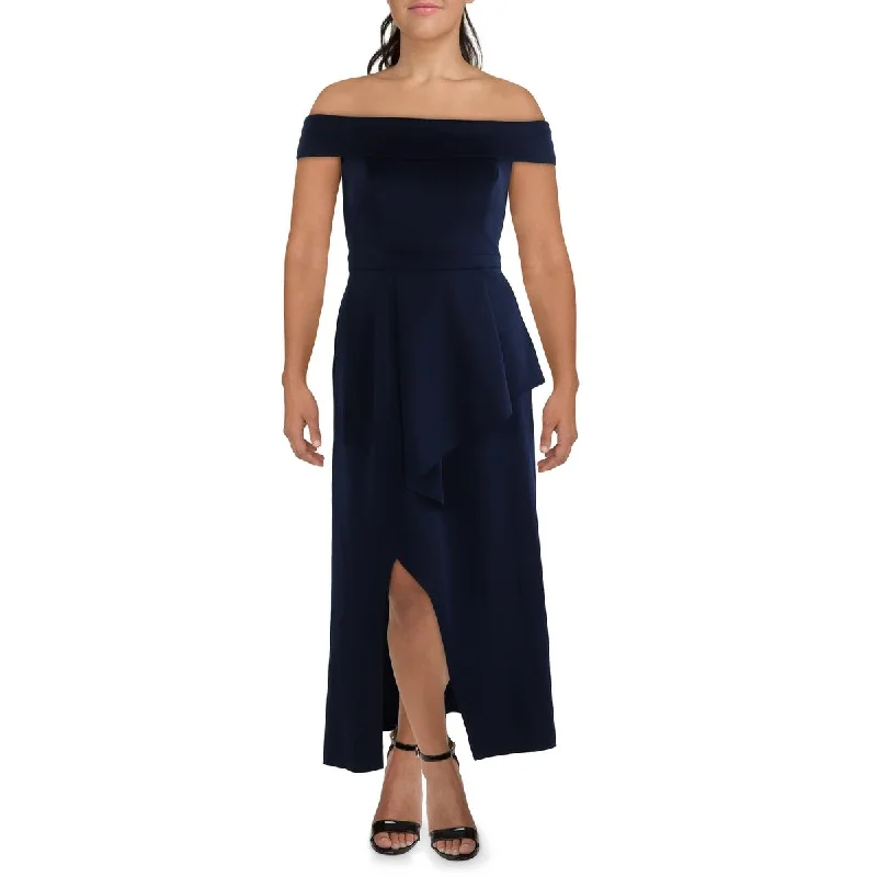 Betsy & Adam Womens Scuba Off-The-Shoulders Evening Dress Tunics Velvet soft