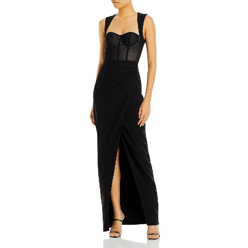 Black Halo Womens Malvina Side Slit Long Evening Dress Shift Classic Vintage