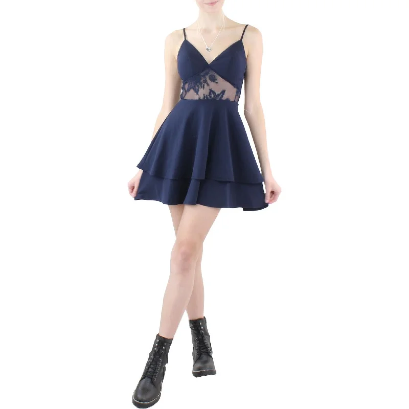 City Studios Womens Juniors Lace Inset Mini Cocktail and Party Dress Tunics Timeless classic City Studios Womens Juniors Lace Inset Mini Cocktail and Party Dress Tunics Timeless classic