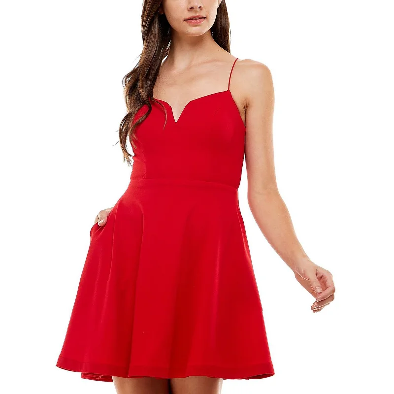City Studios Womens Juniors Knit Notch Neck Cocktail and Party Dress Off-the-shoulder Chic Trendy City Studios Womens Juniors Knit Notch Neck Cocktail and Party Dress Off-the-shoulder Chic Trendy
