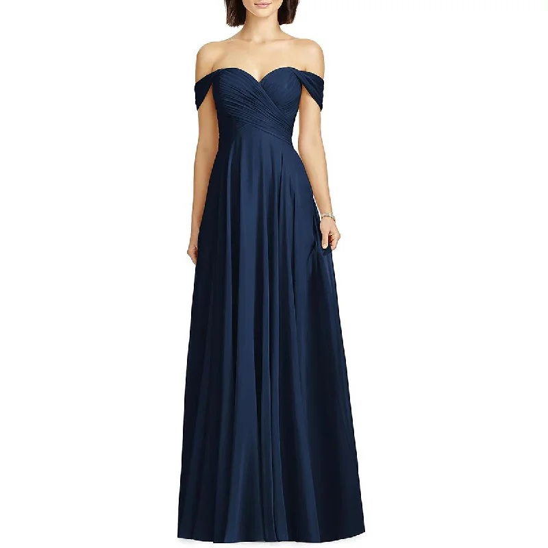 Dessy Collection by Vivian Diamond Womens Chiffon Maxi Evening Dress Pleated Skirt Elegant Dessy Collection by Vivian Diamond Womens Chiffon Maxi Evening Dress Pleated Skirt Elegant