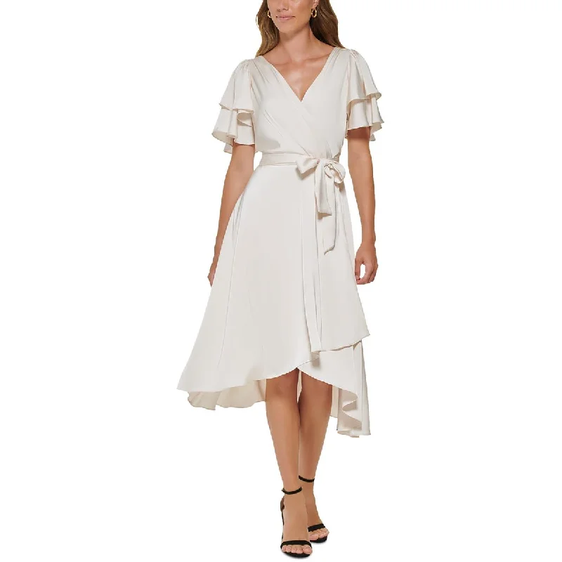 DKNY Womens Satin Midi Cocktail And Party Dress Tunics Ceremony elegant