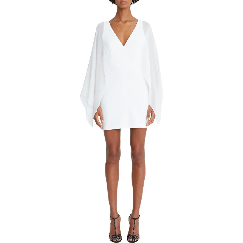 Halston Womens Rylee Crepe Mini Cocktail and Party Dress Crew Neckline Casual