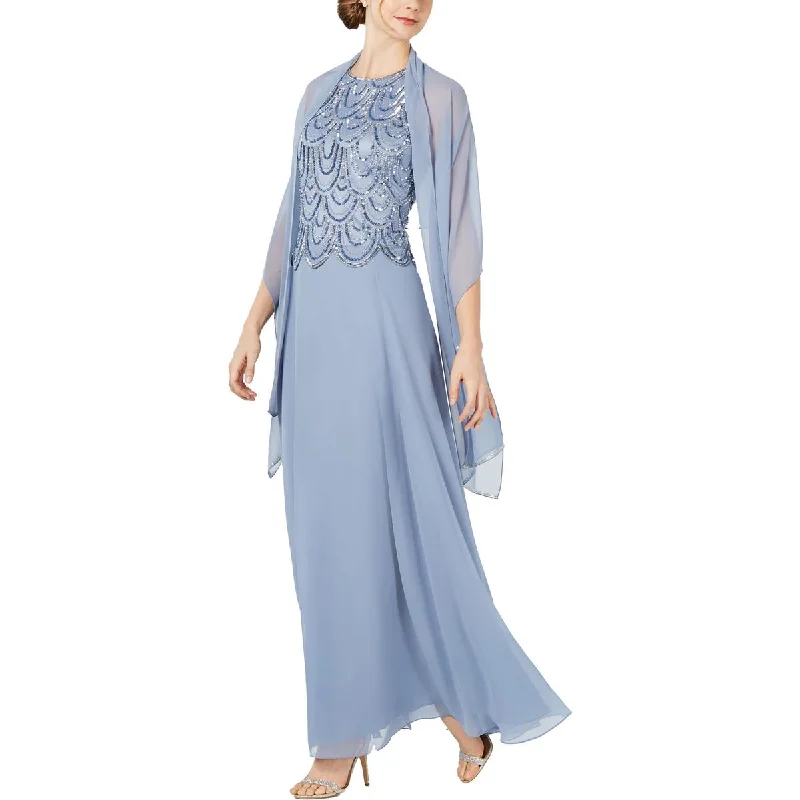 JKara Womens Embellished Popover Evening Dress Square Neckline Feminine