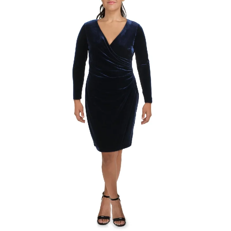 Lauren Ralph Lauren Womens Velvet Surplice Cocktail and Party Dress Square Neckline Feminine Lauren Ralph Lauren Womens Velvet Surplice Cocktail and Party Dress Square Neckline Feminine