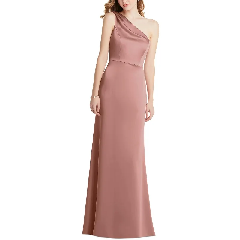 Lovely Womens One Shoulder Maxi Evening Dress High-Low Hemline Casual