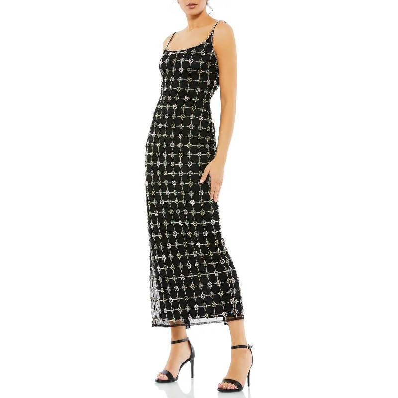 Mac Duggal Womens Embellished Midi Cocktail And Party Dress Sequined Elegant Party