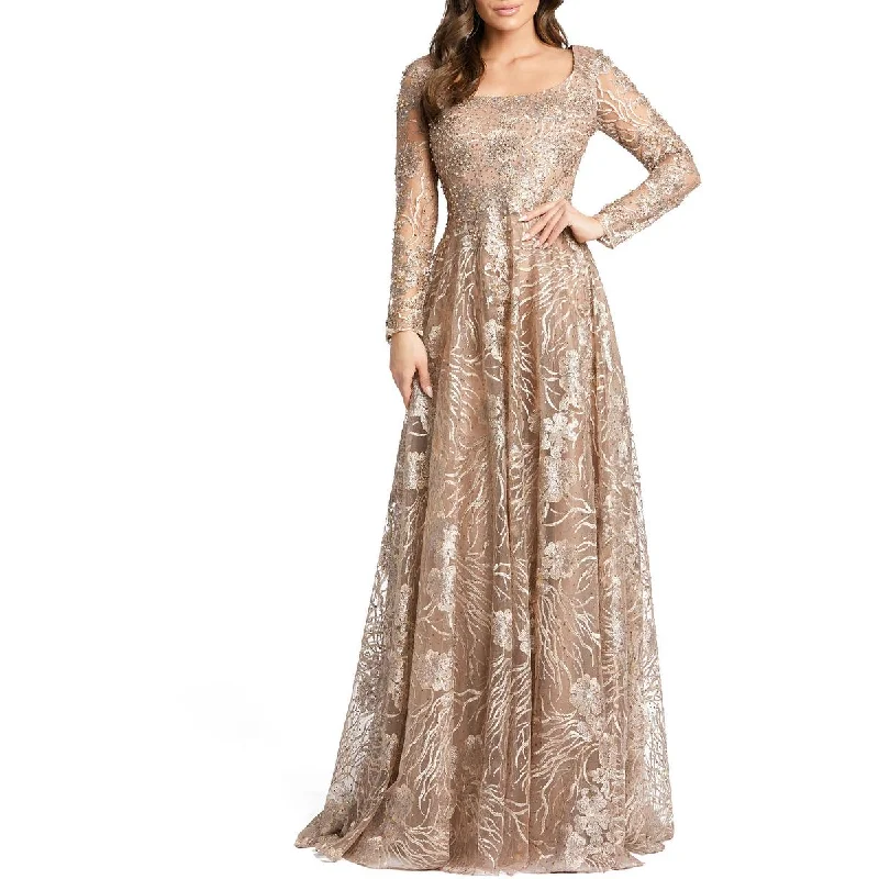 Mac Duggal Womens Floral Embroidered Evening Dress Tunics Plaid country