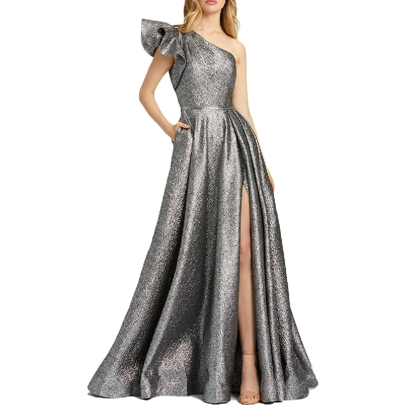 Mac Duggal Womens Metallic One Shoulder Evening Dress Tunics Vintage classic