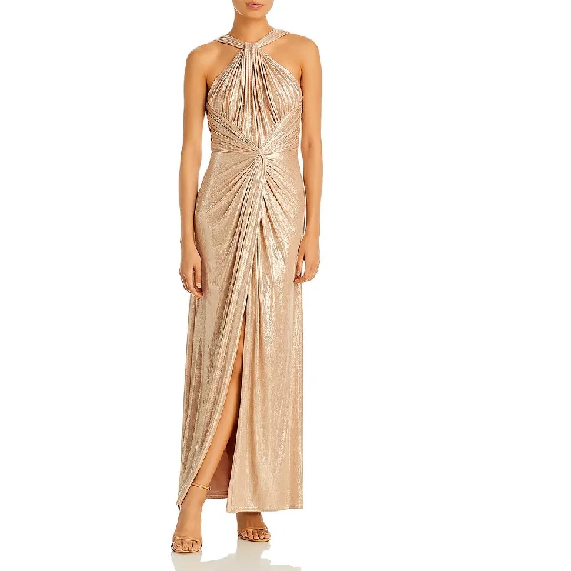 Tadashi Shoji Womens Metallic Halter Evening Dress Tunics Recommended stylist