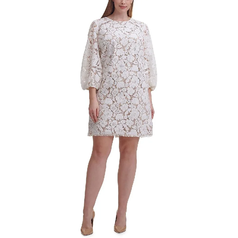 Vince Camuto Womens Plus Lace Shift Cocktail and Party Dress Lace Sexy Club
