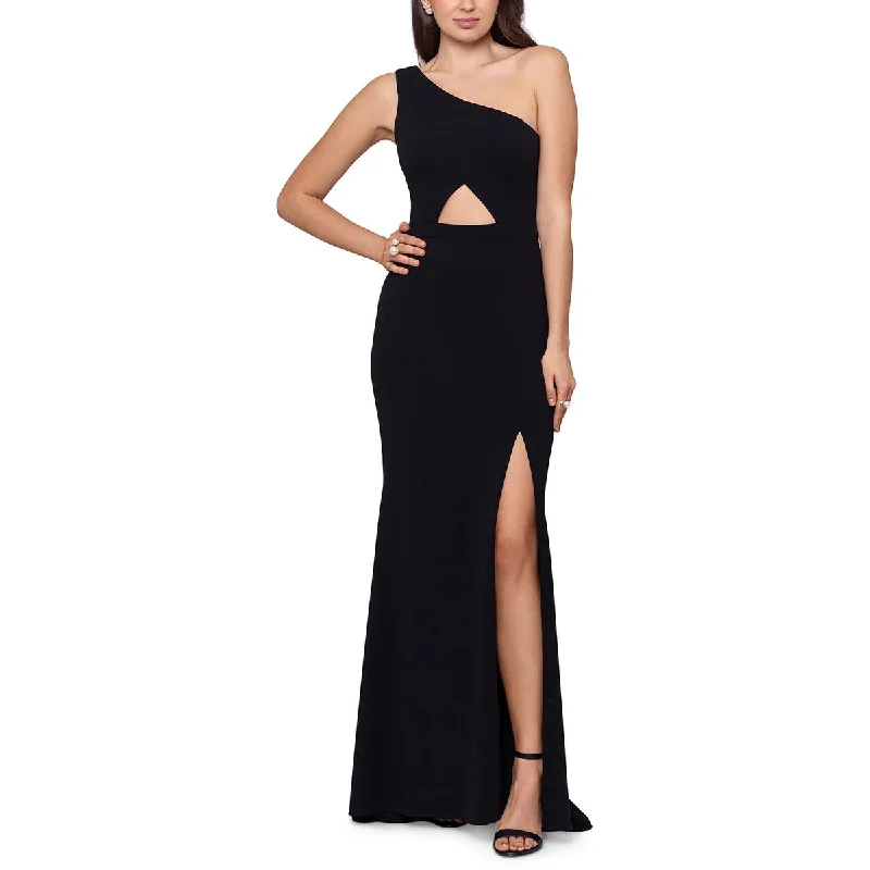 Xscape Womens Cut-Out Maxi Evening Dress Crew Neckline Sporty