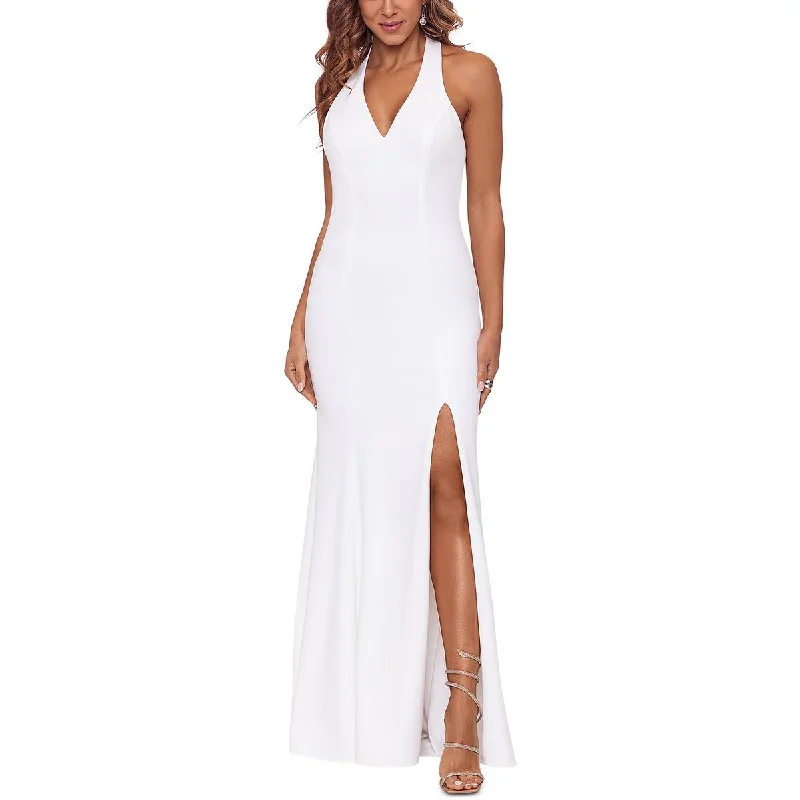 Xscape Womens Knit Halter Evening Dress Mermaid Tail Wedding