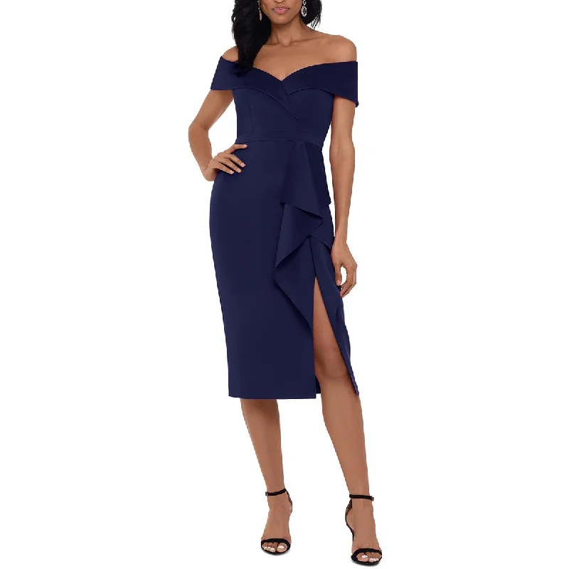 Xscape Womens Petites Knit Mini Cocktail and Party Dress Tunics Fall fleece
