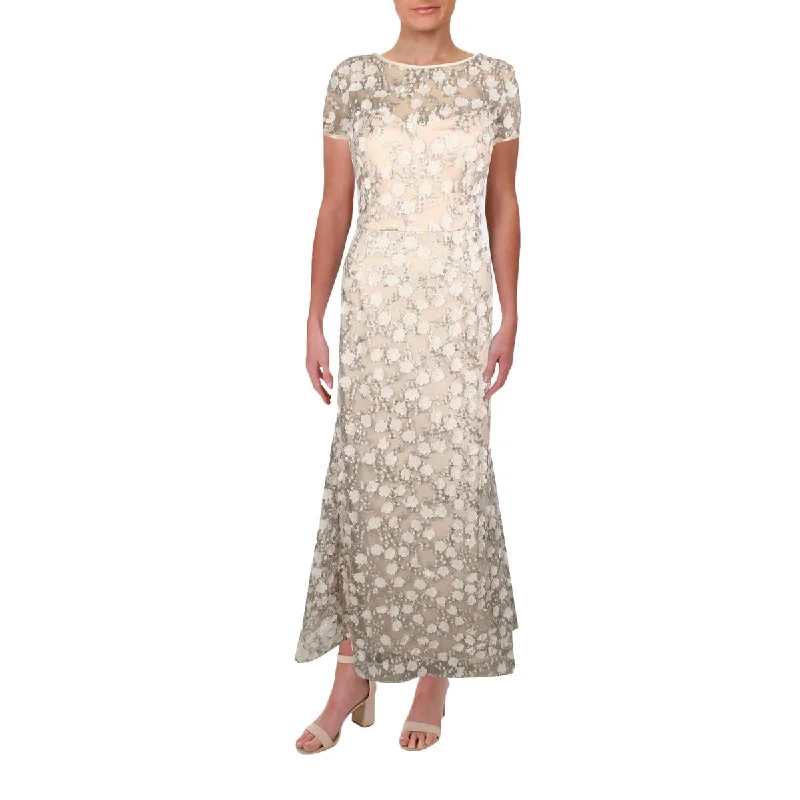 Xscape Womens Petites Mesh Floral Evening Dress Tunics Chic fashionable