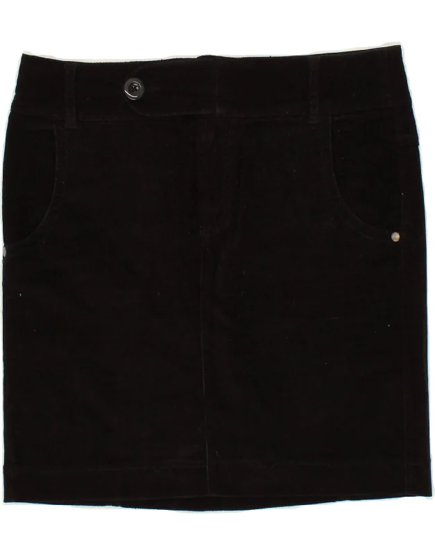 BENETTON Womens Corduroy Skirt IT 46 Large W32 Black Cotton