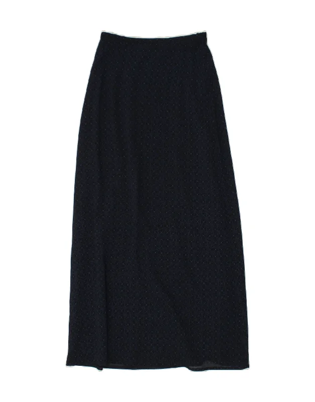 BENETTON Womens Maxi Skirt IT 40 Small W24  Navy Blue Spotted Polyester