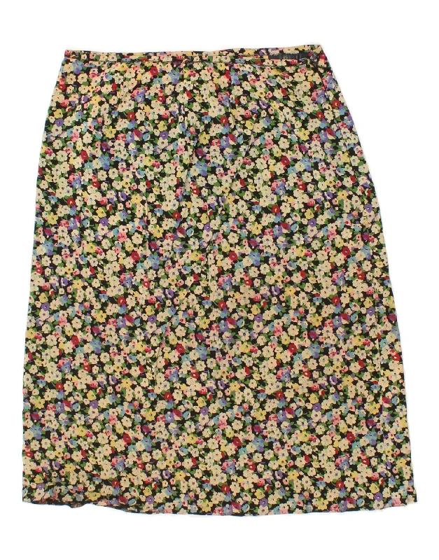 VINTAGE Womens Straight Skirt EU 40 Medium W28 Multicoloured Floral