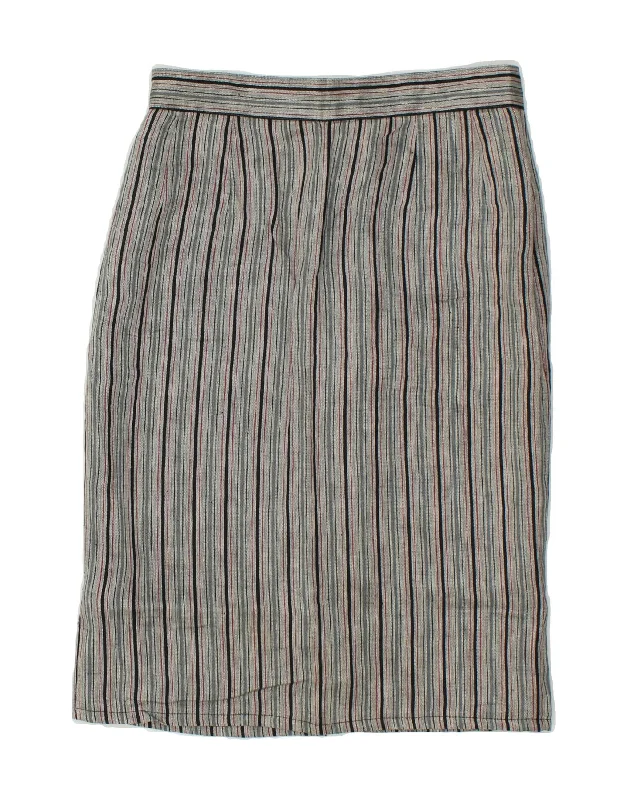 VINTAGE Womens Straight Skirt W26 Small Grey Striped