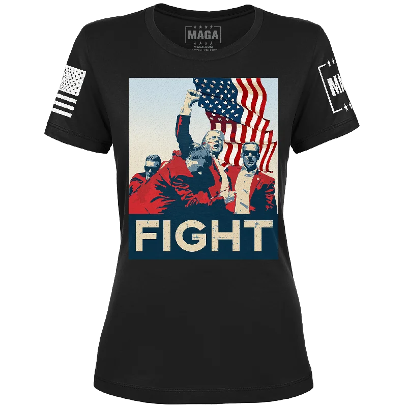 Trump Fight Iconic Ladies Tee Cashmere Blend Cotton Blend Poly Blend