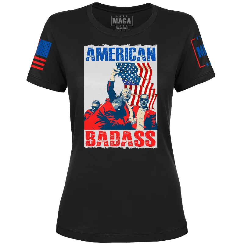 American Badass Ladies Tee Solid Color Striped Floral