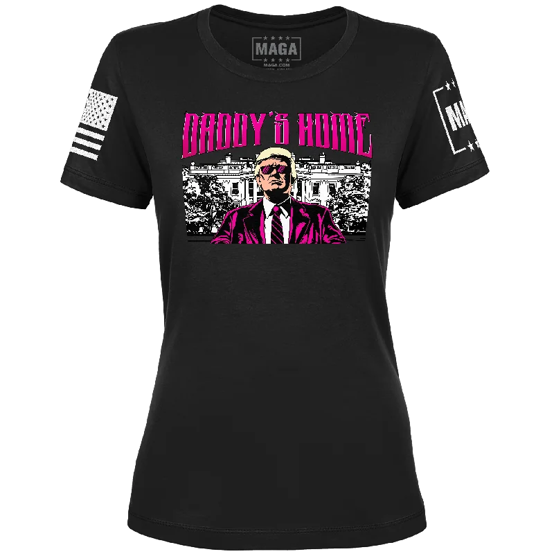 Daddy's Home Ladies Tee Hooded Caped Shawl Collar