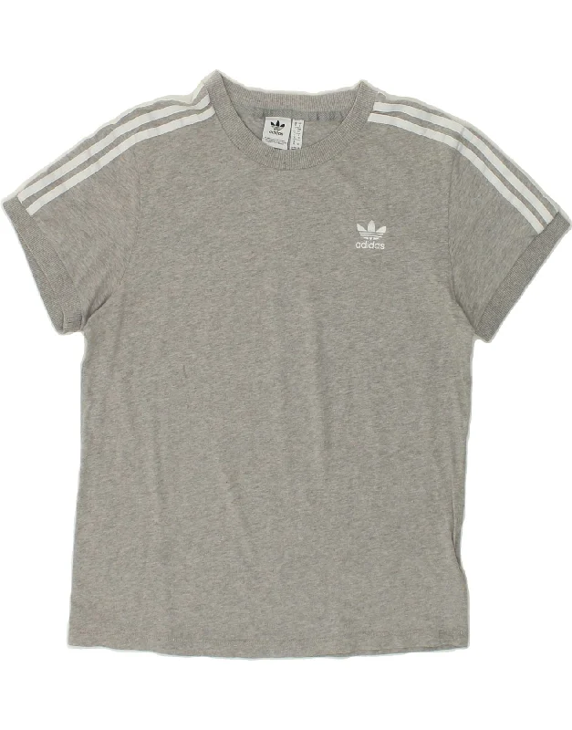 ADIDAS Womens T-Shirt Top UK 10 Small Grey Cotton Machine Wash Dry Clean Hand Wash