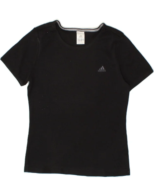 ADIDAS Womens T-Shirt Top UK 16 Large Black Cotton Anti-Pilling Machine Wash Handmade